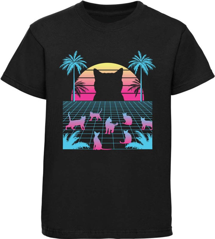 Printed children's T-shirt cats with palm trees